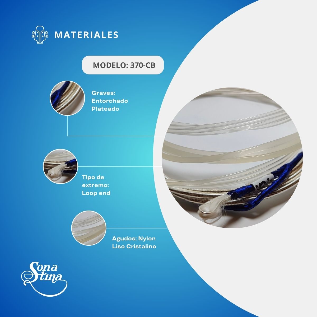 Cuerdas Para Contrabajo Nylon Cristalino Sonatina 370-CB