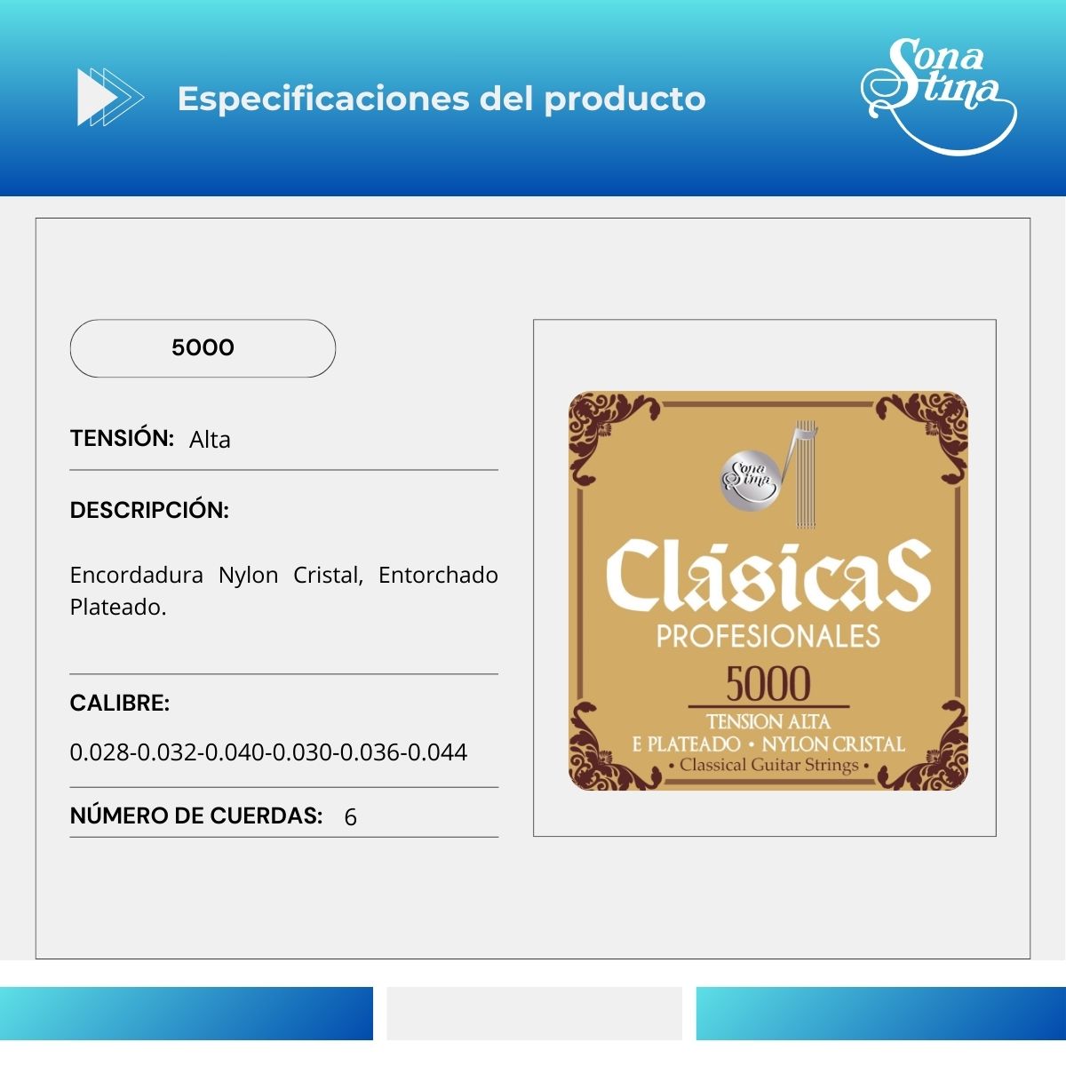 Premier Nylon Cristal 5000 Tensión Alta Cuerdas Para Guitarra Clásica