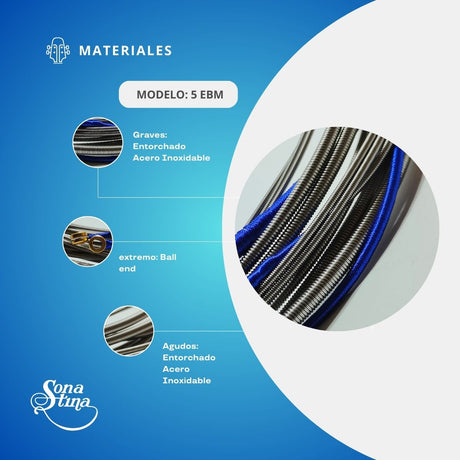 Cuerdas Para Bajo Eléctrico Premier 5 EBM Acero Inoxidable 45-130