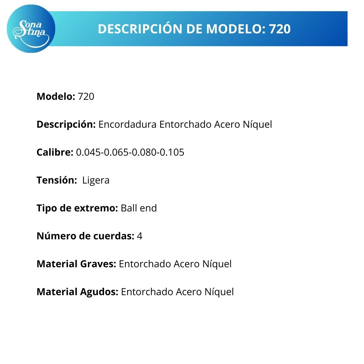 Cuerdas Para Bajo Eléctrico Premier 720 Acero Níquel 40-95