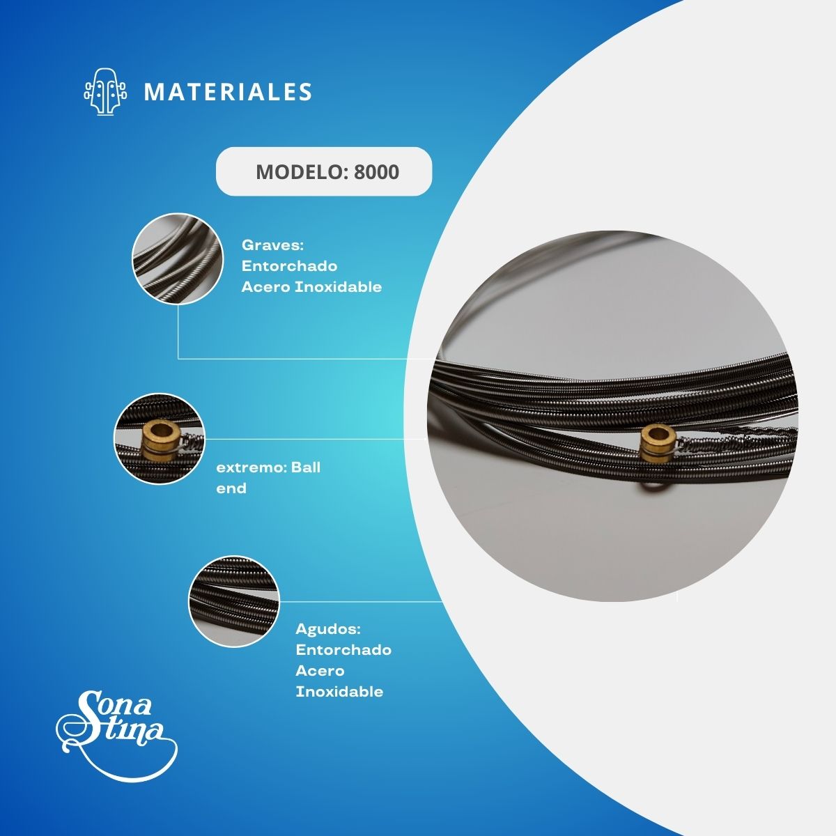 Cuerdas Para Bajo Eléctrico Premier 8000 Acero Inoxidable 40-95