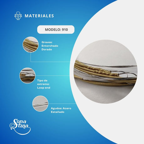 Cuerdas Para Mandolina Sonatina 910 Entorchado Dorado