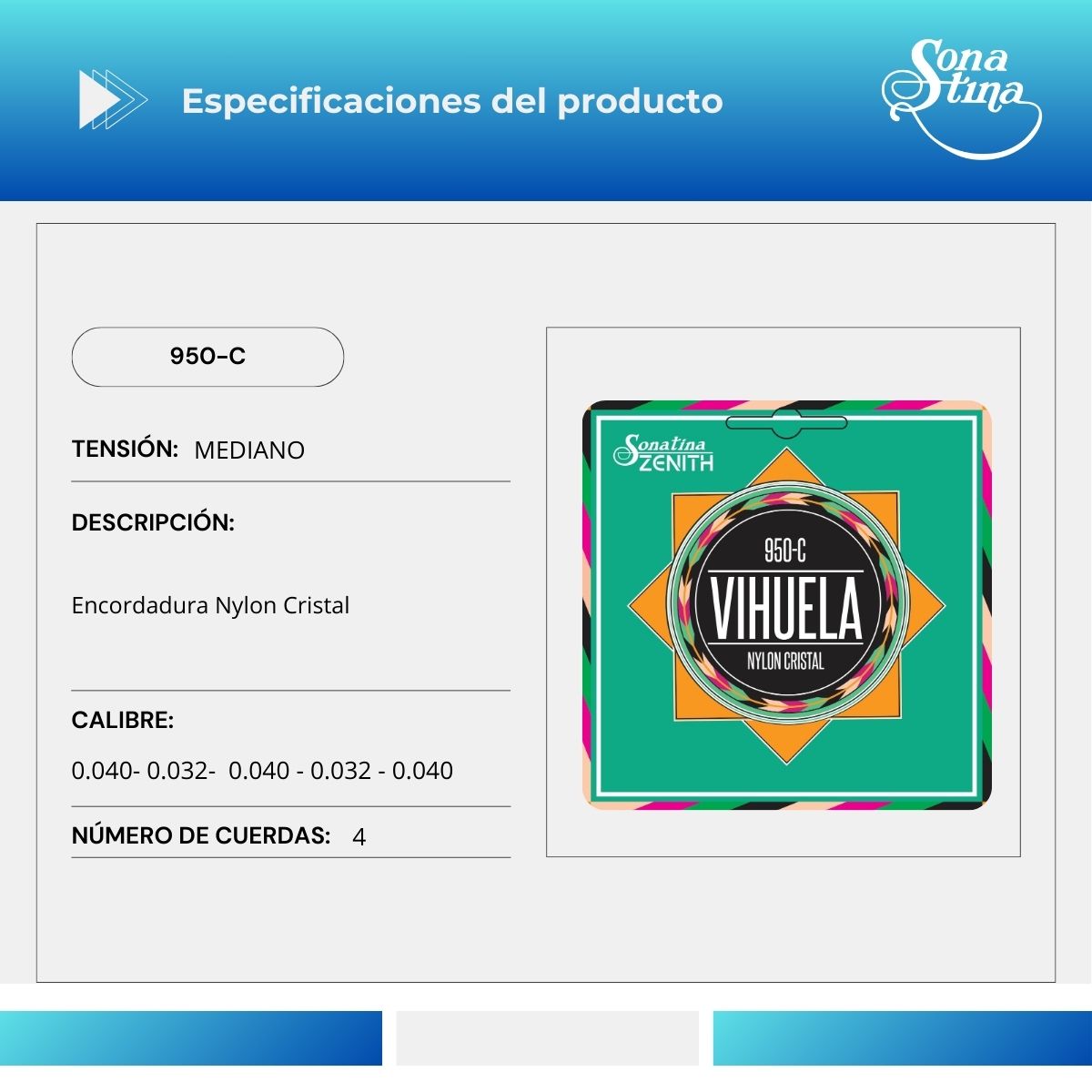 Cuerdas Para Vihuela Sonatina Zenith 950-C Nylon Cristal