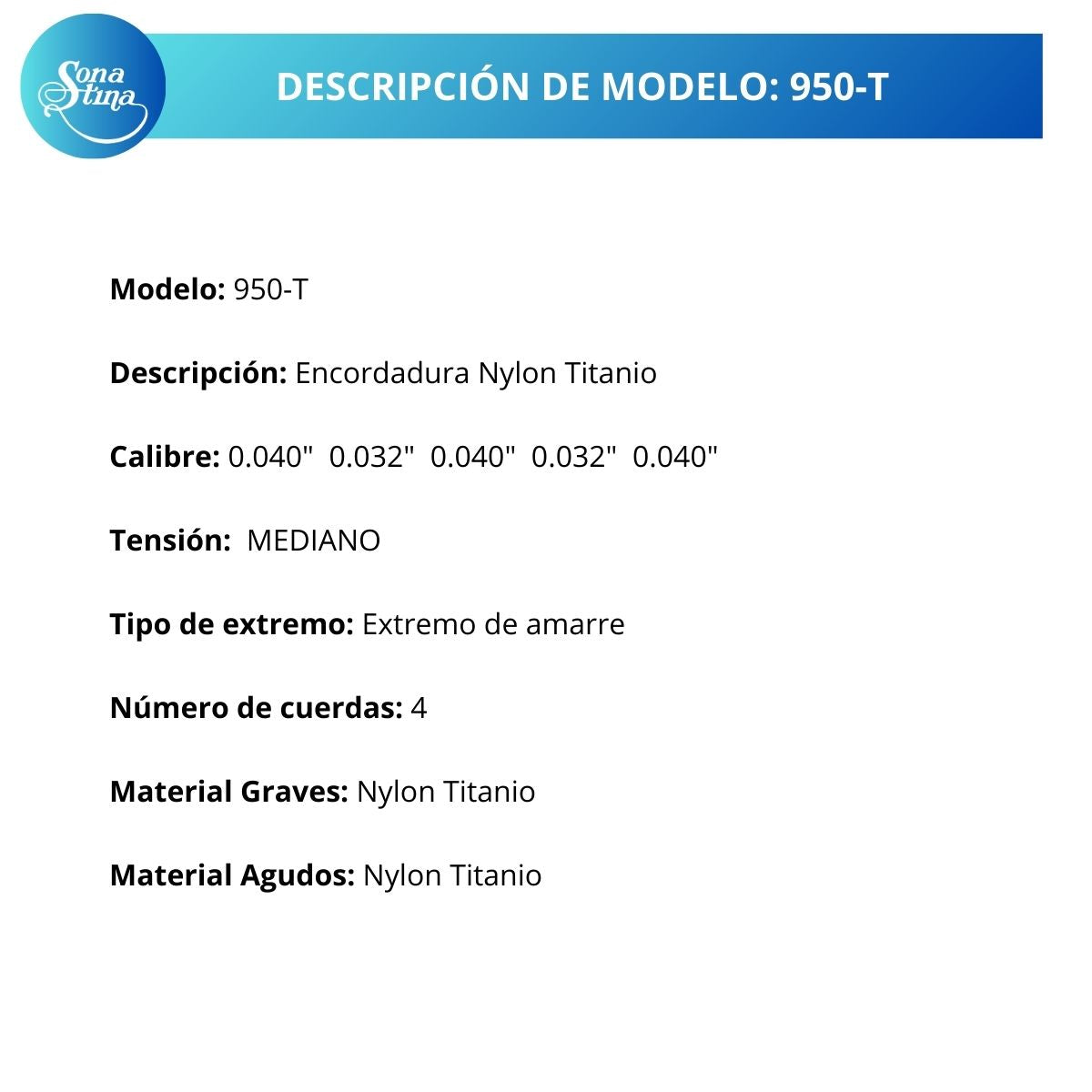 Cuerdas Para Vihuela Sonatina Zenith 950-T Nylon Titanio