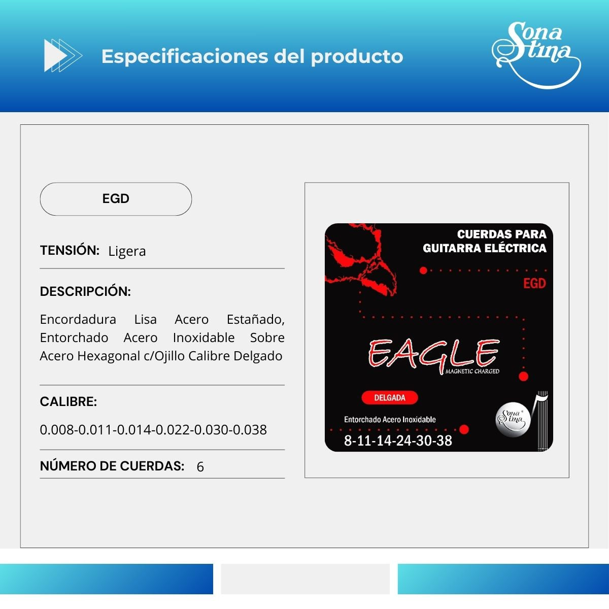 Premier Acero Inoxidable 08-38 Cuerdas Para Guitara Eléctrica EGD