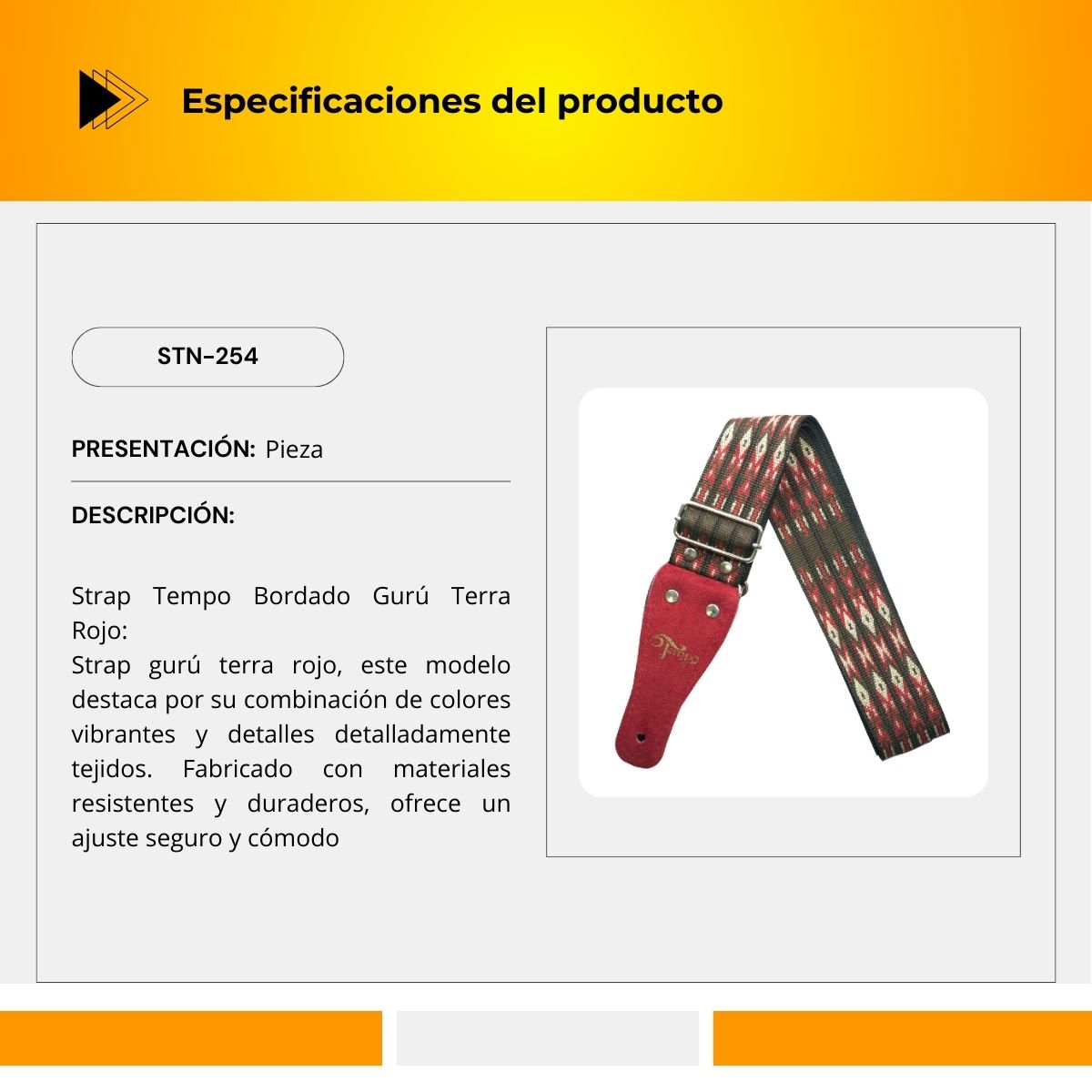Strap Tempo Bordado Gurú Terra Rojo STN-254