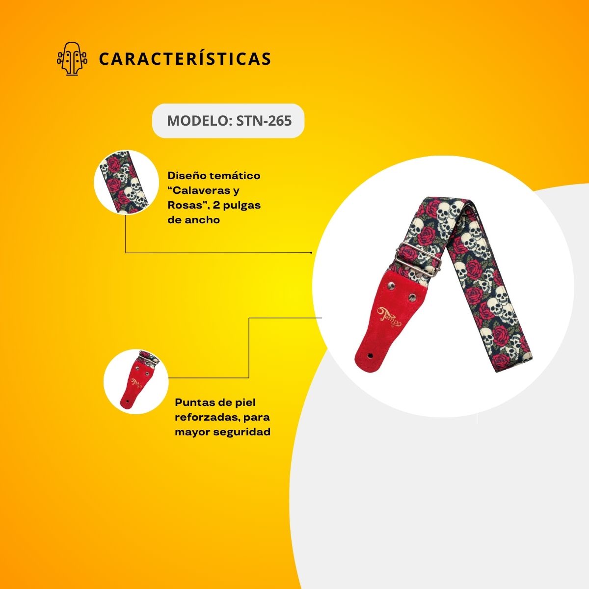 Strap Tempo Diseño Calaveras y Rosas STN-265