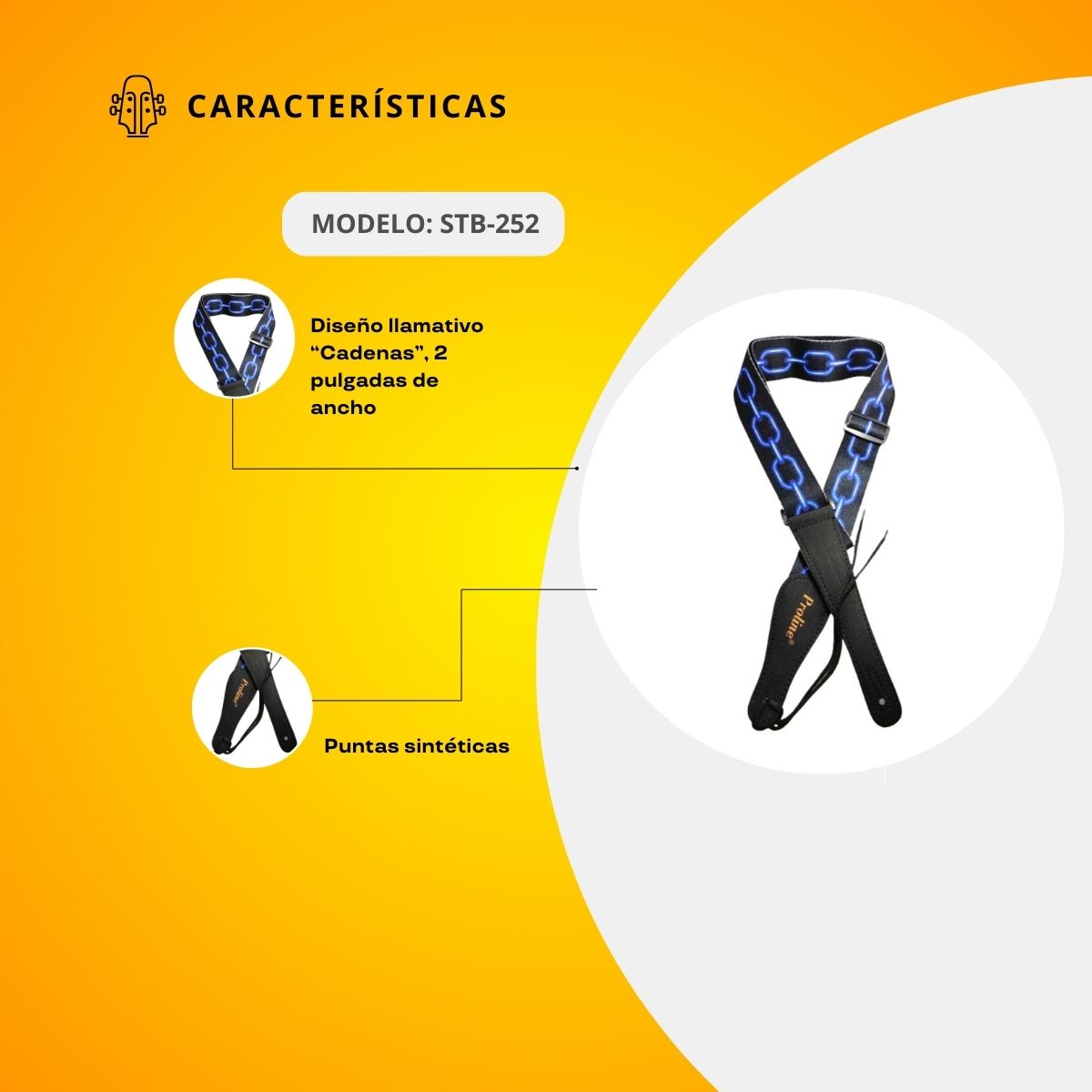 Tahalí Para Guitarra Diseño De Cadena STB-252