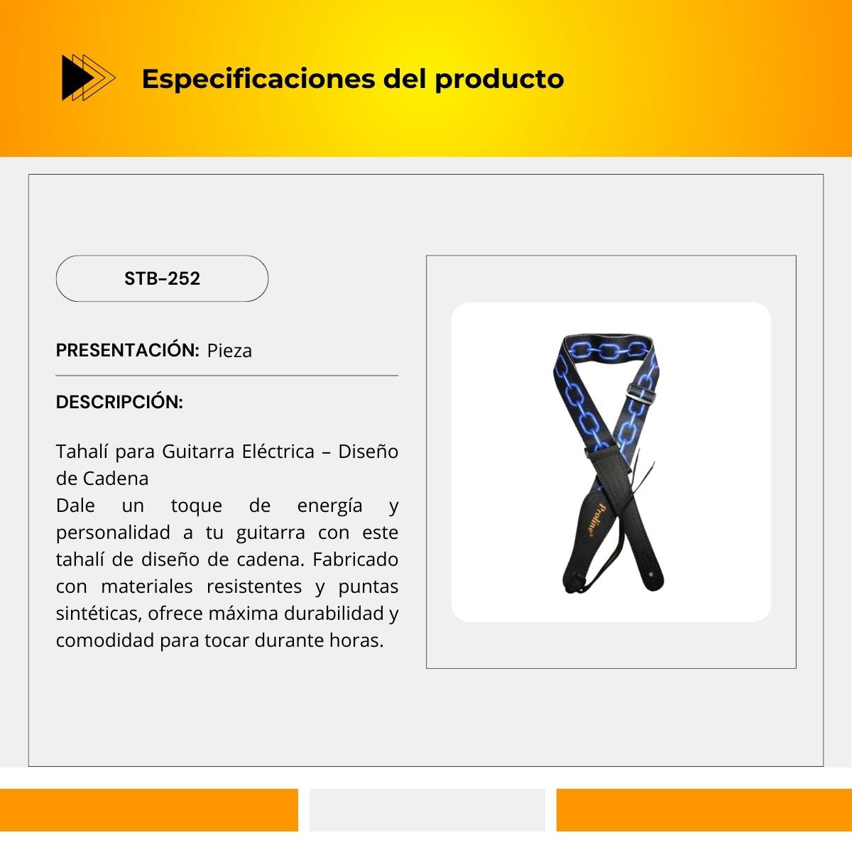 Tahalí Para Guitarra Diseño De Cadena STB-252