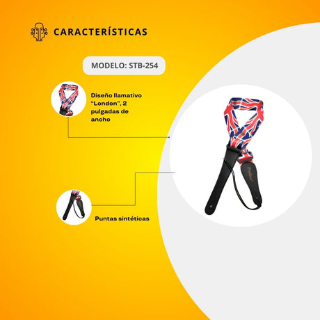 Tahalí Para Guitarra Diseño Inglaterra STB-254