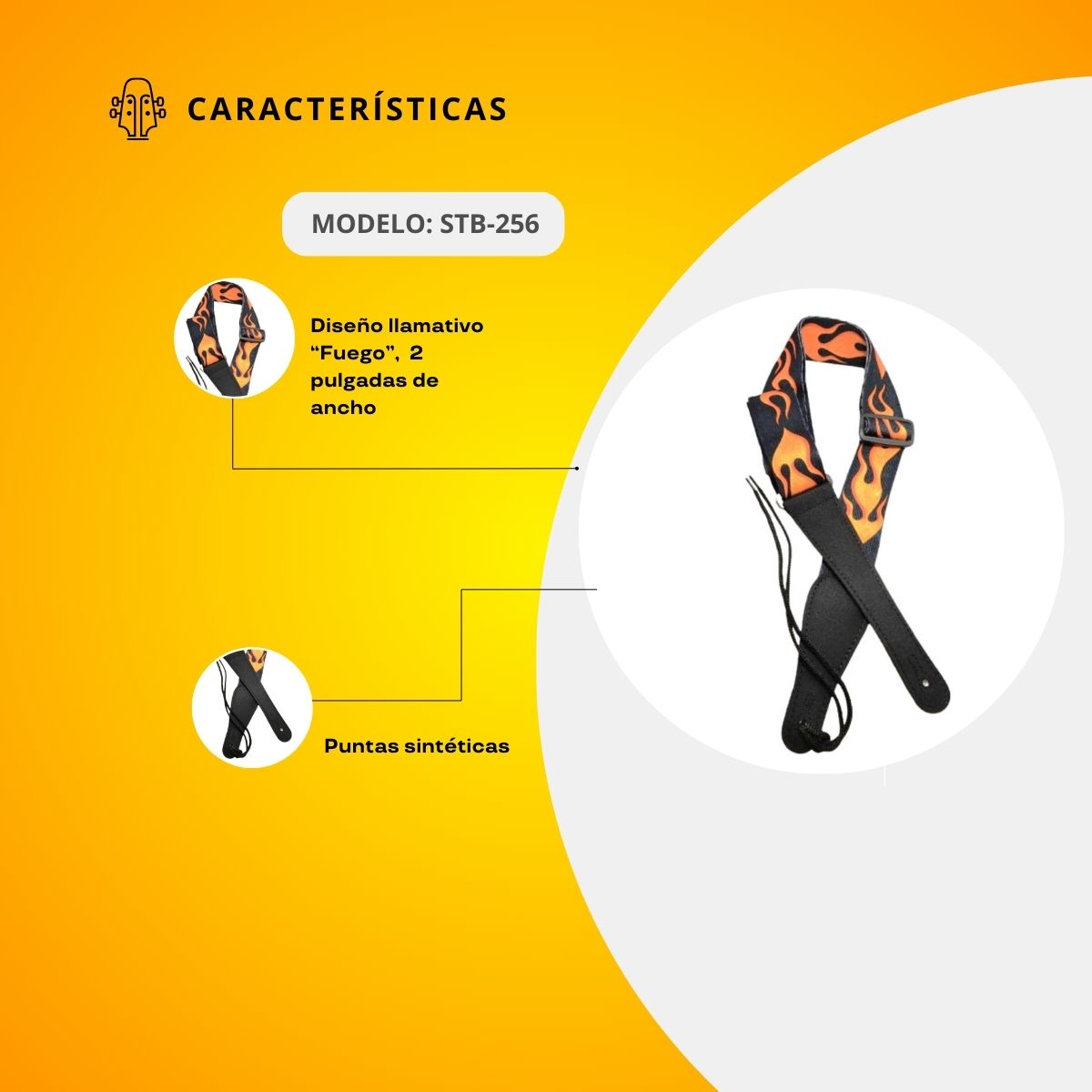 Tahalí Para Guitarra Diseño De Fuego STB-256