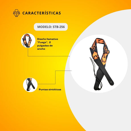 Tahalí Para Guitarra Diseño De Fuego STB-256