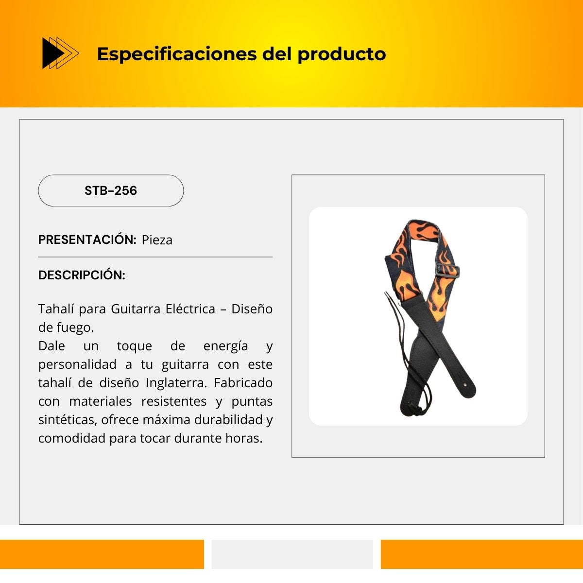 Tahalí Para Guitarra Diseño De Fuego STB-256
