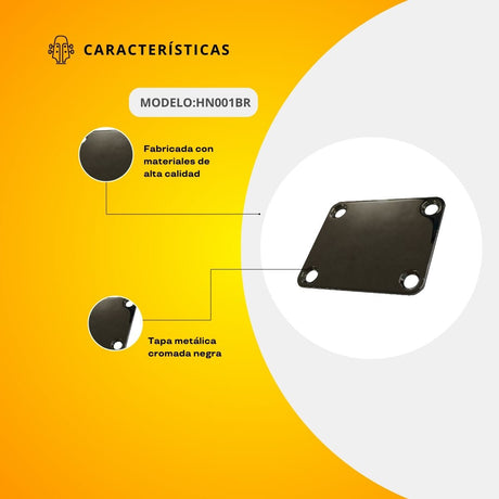 Tapa Metálica Cromada Color Negra Para Brazo de Guitarra Eléctrica HN001BR