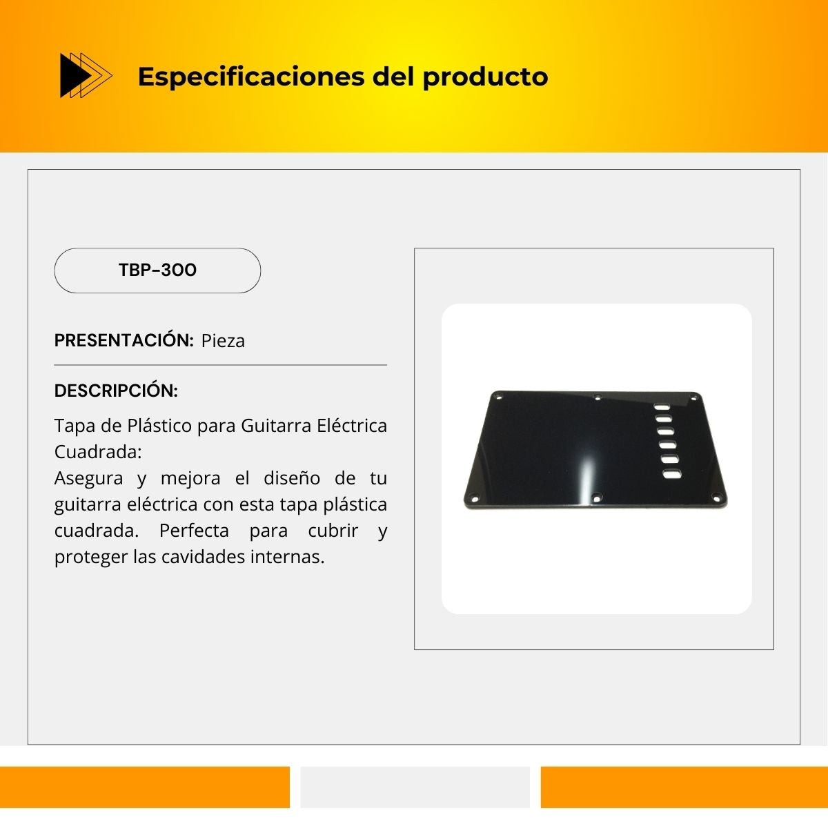 Tapa Cuadrada De Plástico Para Guitarra Eléctrica TBP-300
