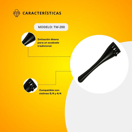 Tiracuerdas De Madera Imitación Ébano Para Violín 3/4 y 4/4 TW-200