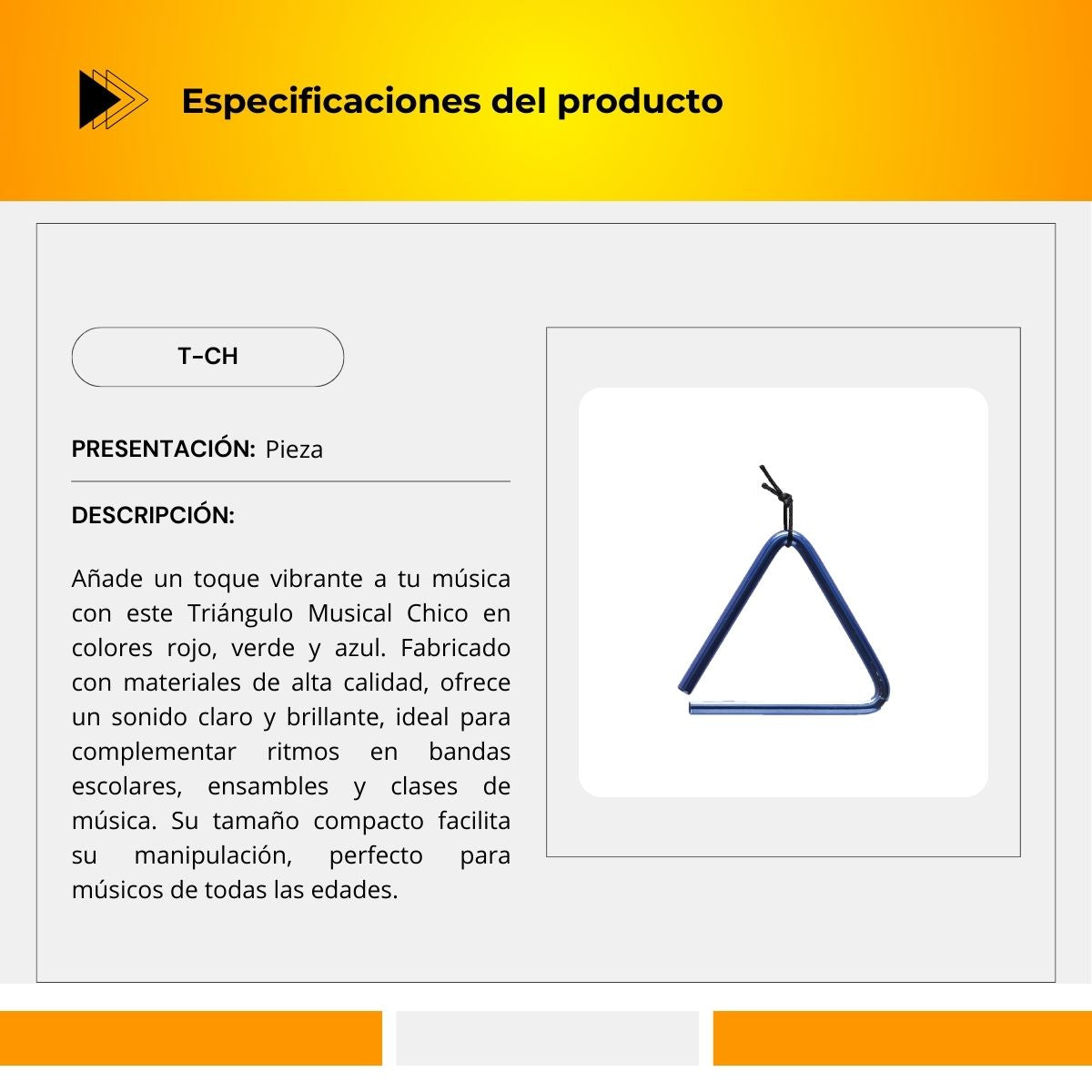 Triangulo Cromado Tamaño Chico T-CH