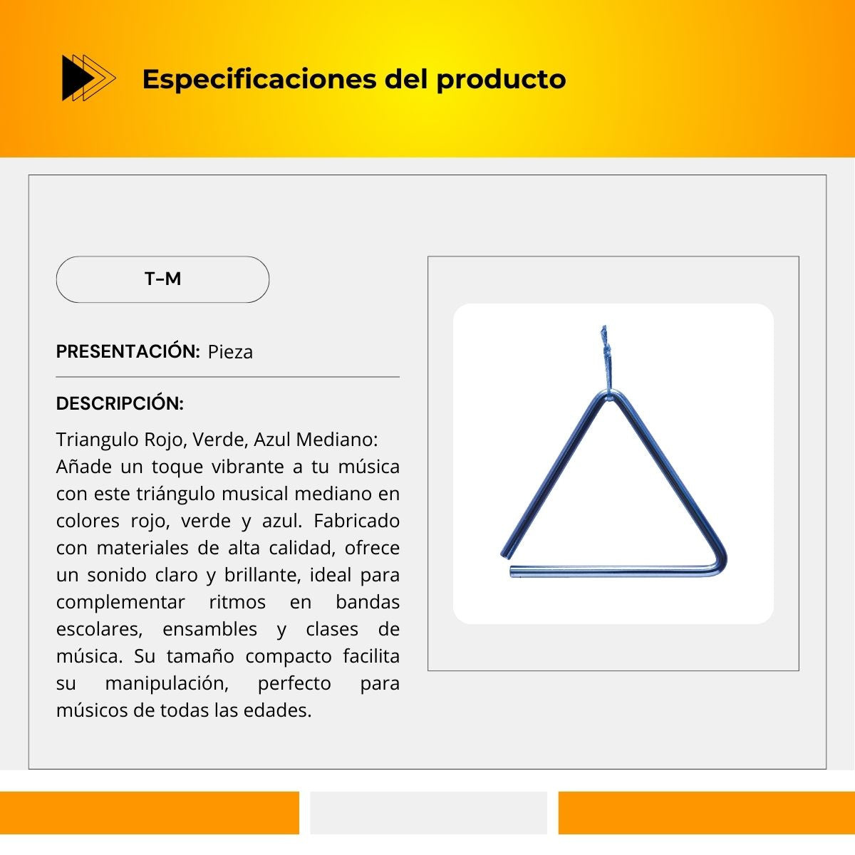 Triangulo Cromado Tamaño Mediano T-M