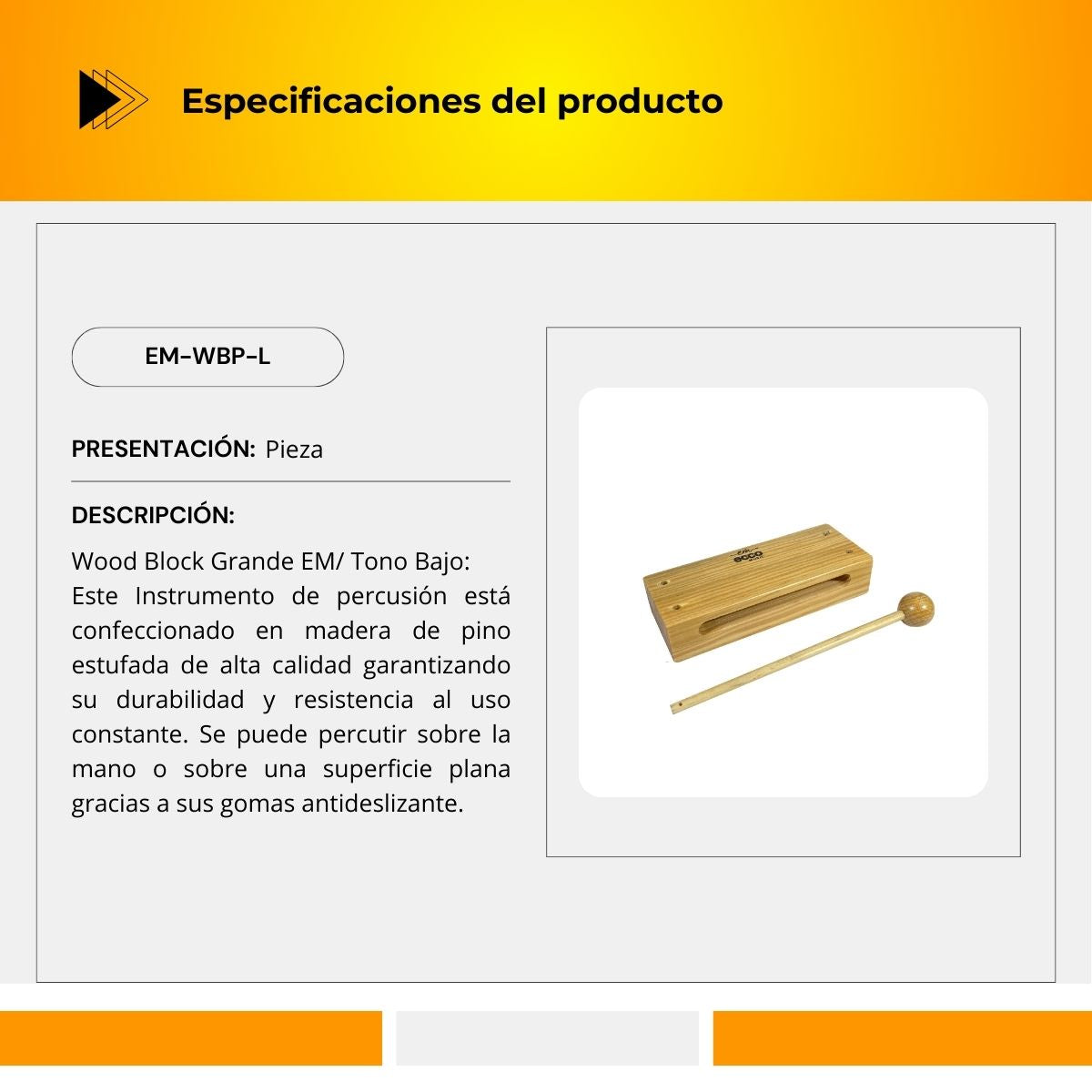 Wood Block Tamaño Mediano EM-WBP-L