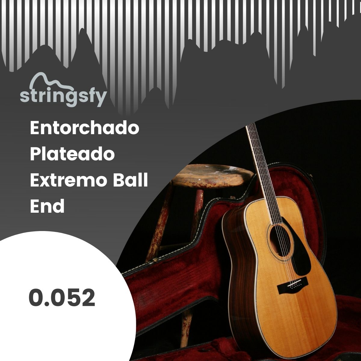 Entorchado Plateado Extremo Ball End 0.052 Para Guitarra Electroacústica
